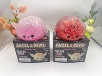 Jouet anti-stress en forme de boulette Angel Devil Squishy, rempli de perles à paillettes, à remontée lente, vente en gros