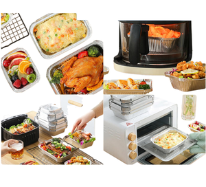 Venta directa de fábrica, contenedor de papel de aluminio reciclable de plata rectangular personalizado - Product Image 4