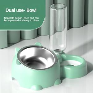 Tigela Dupla de Aço Inoxidável para Gatos e Cães, Comedouro Anti-Tombamento e Bebedouro Inclinado para Pets - Product Image 1