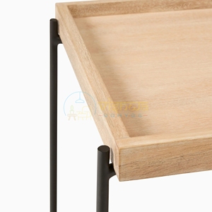 Table console Nova à deux niveaux en bois et métal, table de canapé moderne à cadre ouvert avec pieds en fer et étagère de rangement, meuble de rangement moderne pour entrée - Product Image 5