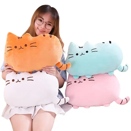 T299 çok renkler hayvan yavru bebek uzun kedi yastık doldurma oyuncak özel sevimli bisküvi kedi peluş yastıklar