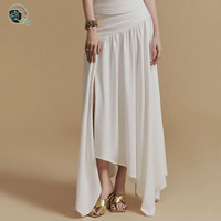 Elegante High-End zweiteilige vietnam esische Nische Urlaub Stil Kleid geraffte dünne kurze unregelmäßige Rock Sommer lässig solides Design