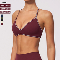 Soutien-gorge de sport rembourré pour femme, col halter, décolleté en V, dos en Y contrastant, pour yoga et entraînement, vente en gros