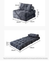 Canapé minimaliste moderne en velours côtelé, une place, compact, fauteuil inclinable, pouf carré pliable, mousse haute densité