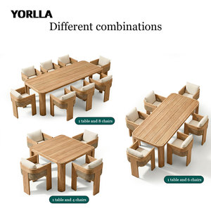 Set da pranzo in Teak all'aperto di lusso per cortile ospedale Hotel scuola Villa spiaggia cuscino impermeabile per uso esterno generale - Product Image 4