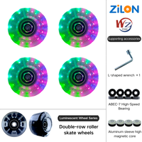Roues de remplacement pour patins à roulettes pour enfants, à quatre roues, 5832 mm, double rangée, en PU lumineux, résistantes à l'usure, silencieuses, colorées, avec coque en PVC