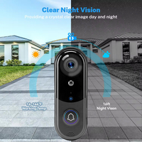Caméra sonnette vidéo WiFi 1080P Carillon alimenté par batterie 38 sonneries IP65 Étanche SD Stockage 2.4G Cloud Réglage du volume Porte