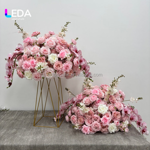 LEDA Valentine's Day Handmade Soft 60cm Pink <b>Artificial</b> <b>Flower</b> Ball Rose Wedding Centerpiece for Events Decor - Product Image 1