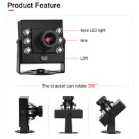 HD650 1080P 3206 IMX291 1/2.8 \ "UVC H.264 Starlight Visión nocturna infrarroja USB2.0 Módulo de cámara sin distorsión de 2,9mm 100 grados