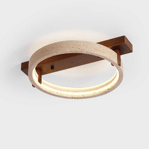 Lámpara de <span class=keywords><strong>Techo</strong></span> de Estilo Japonés para Dormitorio y Sala de Estar con Diseño de Travertino Amarillo, Lámpara LED Circular Creativa de Estilo Wabi-Sabi - Product Image 1