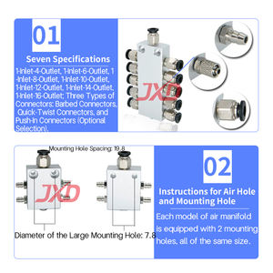 Aluminium-Multi-Port-Luft verteiler | 1 Eingang bis 4/6/8/10/12/14/16/18/20 Ausgänge Verfügbar Zylinder rohr anschluss Luft zubehör - Product Image 2