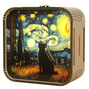 Fábrica OEM estilo de arte moderno transfronterizo 3D madera DIY luz nocturna rompecabezas decoración del hogar adornos creativos niños/adultos regalos - Product Image 5