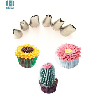 304 Stainless Steel Piping Tips Set 6 Pieces Reusable Flower Shape For Cake Decorating Butter Piping - Product Image 4