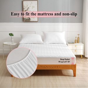 Su geçirmez yatak koruyucu nefes elmas desen kapitone gömme yatak örtüsü ile derin cep - Product Image 4