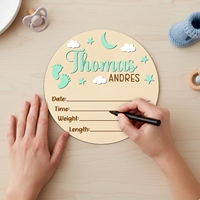 Panneau personnalisé en bois avec nom de bébé pour décoration de chambre d'enfant avec support, cadeau souvenir personnalisé pour nouveau-né, annonce de naissance pour baby shower
