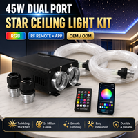 Kit d'éclairage de plafond étoilé à fibre optique PMMA 45W à double port, moteur lumineux LED RGB avec contrôle par application