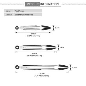 In Voorraad Hoge Kwaliteit Roestvrijstalen Serveertang Met Vergrendeling Keuken Voedseltang Met Siliconen Tips - Product Image 6
