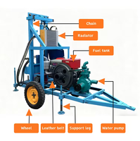 Petite foreuse hydraulique portable pour puits d'eau, profondeur 100-200m, moteur diesel, montée sur remorque, machine de forage à vendre