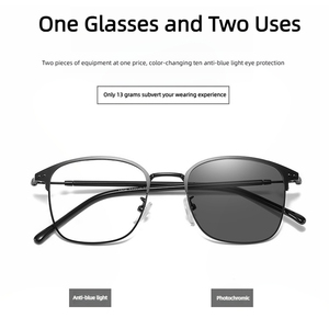 Vintage Metal Photochromic Eyeglasses Fashion Square Anti-Blue Light <strong>Glasses</strong> <strong>for</strong> Men <strong>Women</strong> Classic Anti-Radiation <strong>Computer</strong> - Product Image 4