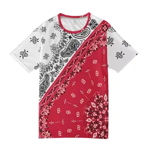 Camiseta de cuello redondo para hombre, camisa de manga corta con patrón de estilo Bandana de alta calidad, talla grande 5XL, moda personalizada, verano, novedad