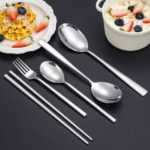 Juego de Cubiertos de Acero Inoxidable 304 Pei Jiale, Cuchara, Tenedor y Palillos con Mango Cuadrado y Grueso, Utensilios de Servicio para el Hogar y Hoteles - Product Image 4
