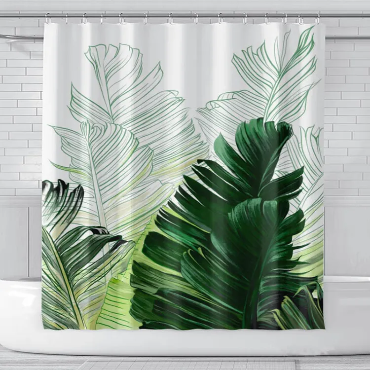 Cortina de ducha 3D personalizada, cortina de baño impermeable con estampado de plantas, venta directa de fábrica, venta al por mayor