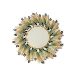 Specchio <span class=keywords><strong>in</strong></span> <span class=keywords><strong>Ferro</strong></span> con Piume di Pavone di Lusso, Decorazioni da Parete per Soggiorno, Ingresso e Corridoio - Product Image 1