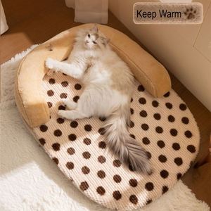 Modern Cartoon Luxury Breathable Soft Polka Dot Warm Mattress with Super <b>Mat</b> Rabbit Plush Flannel Cover for Dogs Cats Winter Bed - Product Image 3