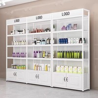 Étagères de présentation pour magasin de cosmétiques, de parfums et de produits de beauté en métal doré, style boutique