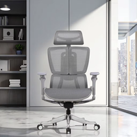 Chaise de bureau ergonomique en tissu moderne et tendance, base en alliage d'aluminium, pivotante, soutien lombaire réglable, chaise certifiée