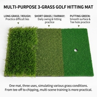 Tapis de golf 3-en-1 5x4 pieds, multi-surfaces (tee, fairway, rough) avec tees, robuste et antidérapant pour l'entraînement à domicile et au simulateur