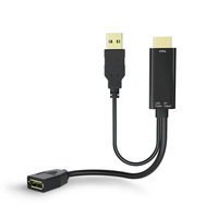 Adaptador HDMI a DisplayPort 4K 60Hz UHD con Logotipo Personalizado, Chapado en Oro, con Alimentación USB, Cable HDMI a DP para Monitor, PC, Laptop