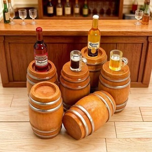 Accessoires de bar miniatures pour <span class=keywords><strong>maison</strong></span> de poupée, accessoires ob11, mini baril rond en bois vintage, baril de bière simulé - Product Image 3