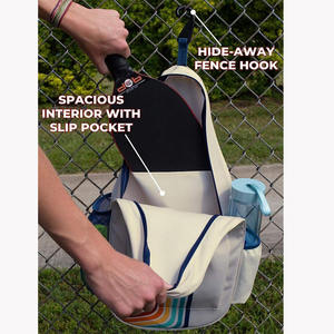 Bolsa de Pickleball Retro Personalizada con Rayas, Correa Ajustable, Nailon Impermeable, Gran Capacidad, Mochila de Tela para Hombres y Mujeres - Product Image 4