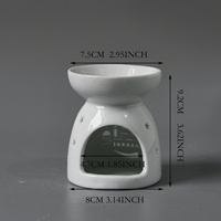 Brûleur de Cire Fondante en Céramique Blanche à Motif Étoile, Support pour Fondants Aromatiques Assortis, Brûle-Parfum d'Intérieur pour Huiles Essentielles