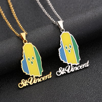 Nouvel Arrivage Collier Pendentif Carte de Saint-Vincent en Acier Inoxydable Style Ethnique Unisexe Bijou Transfrontalier pour Couples