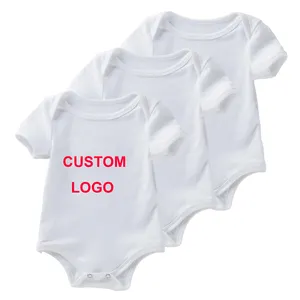 Sublimação algodão orgânico do bebê romper unisex Cor Sólida Infantil roupas de manga curta camisa do bebê t romper do bebê bodysuit