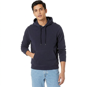 Pullover Cotton Polyester Mens <b>Brushed</b> <b>Back</b> Reverse Fleece Hoodies with Contrast Stitch Men Hoodie - Product Image 1