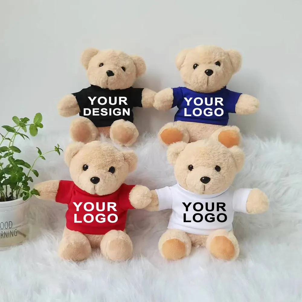 Company mascot Promotional gifts Graduation cute teddy bear plush stuffed animal toys custom logo teddy bears with shirts