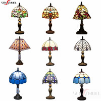 Lampe de table/bureau LED 12 pouces pas chère, abat-jour en verre coloré style mosaïque artistique peinte à la main pour église