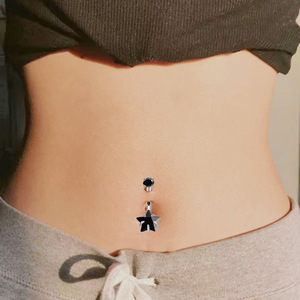 Anneau de nombril en titane en forme d'étoile avec incrustation de zircon, en alliage de titane F136, bijou de corps pour femme, piercing, cadeau, accessoire de mode - Product Image 3