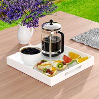 Plateau décoratif en acrylique transparent artisanal, plateaux de service rectangulaires avec poignées, Table basse, plateau Ottoman pour la décoration de la maison