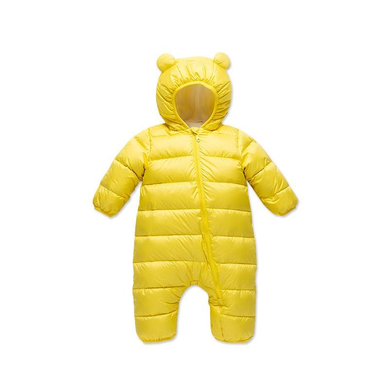 Newborn Baby Onesie Cute Zipper Quilted Jumpsuits Puffer Outside Unisex  Kids Hoodie Romper Thermal Duck Down Baby Snowsuit