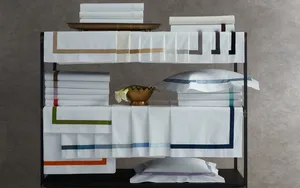 Ropa de <span class=keywords><strong>cama</strong></span> de hotel Líneas bordadas en fundas de edredón y fundas de almohada Sábana plana Juego de <span class=keywords><strong>cama</strong></span> blanco - Product Image 6