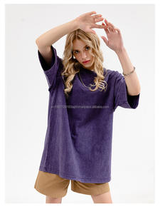 Camiseta de algodón 100% de alta calidad, nueva tendencia, hombro caído de gran tamaño, diseño de logotipo personalizado, patrón 3D, estampado Unisex lavado en blanco - Product Image 3