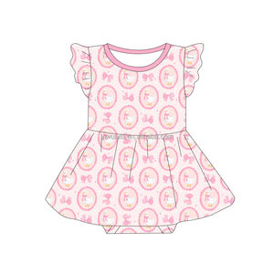 Vestito Body per Bambine in Bambù Organico OEM, con Bottoni a Pressione, Gonna Traspirante con Maniche a Volant - Product Image 2