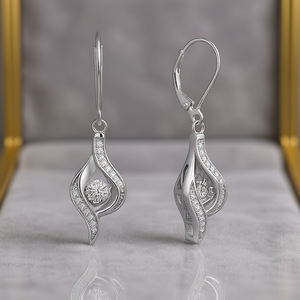 Orecchini Pendenti in Argento Placcato con Zirconi, Classici a Goccia d'Acqua, Gioielli da Sposa per Donna, Orecchini alla Moda in Lega con Taglio Brillante Rotondo - Product Image 2