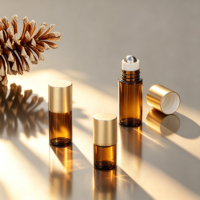 Flacon roll-on en verre ambré 1-10 ml, sérigraphié, pour huiles essentielles, avec bouchon en aluminium, prêt à diffuser