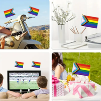 Vente en gros 100% polyester 14x21cm drapeau arc-en-ciel à la main personnalisé Gay Pride lesbiennes LGBT événement Promotion automobile pôle en plastique