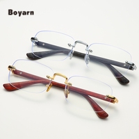 Boyarn Designer Lunettes Cadre Sans Monture En Bois Protection Des Yeux Lunettes D'ordinateur Anti Lumière Bleue Blocage Lunettes Pour Femmes Hommes